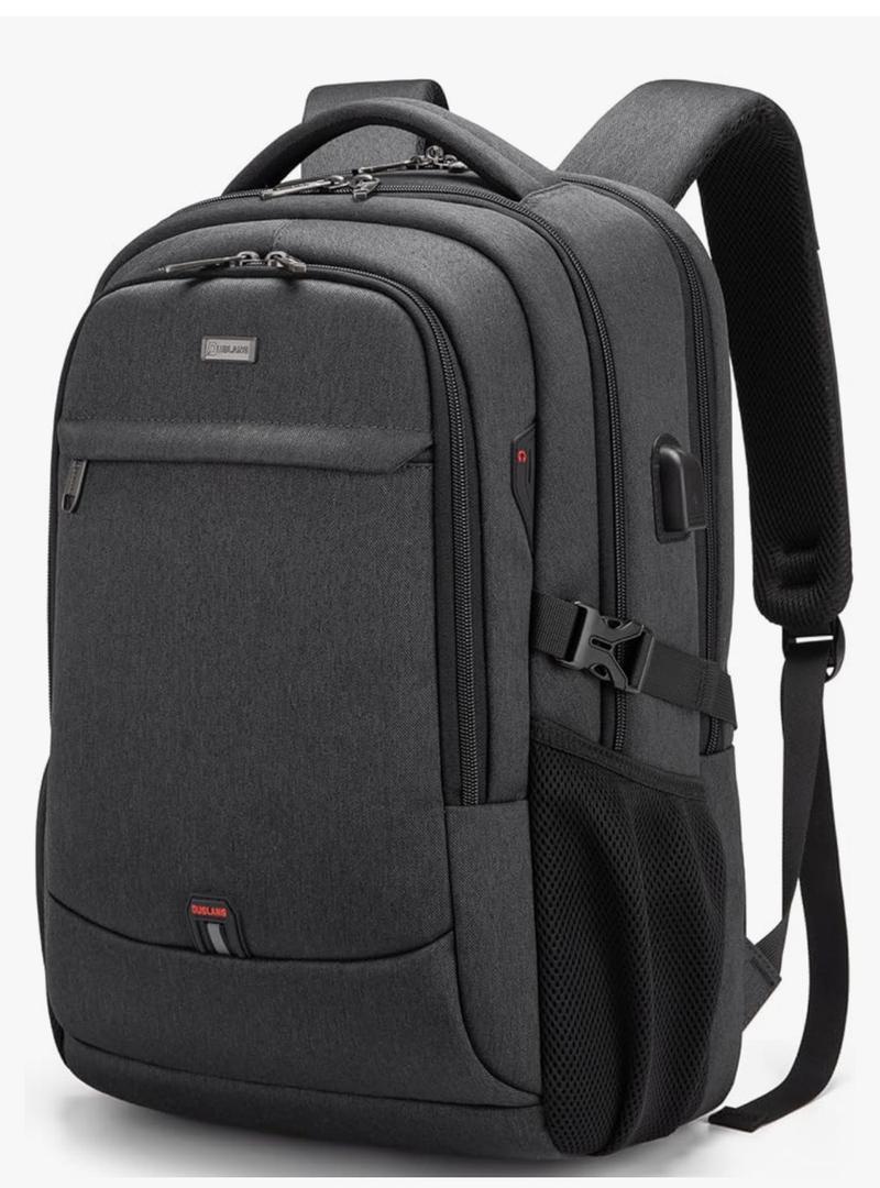 DUSLANG 17 Inch Laptop Backpack for Travel Water Resistant College Backpack for Men/Women Laptop Bag with USB Charging Port,Black