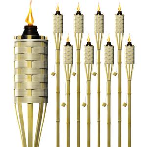 Matney Bamboo Torches for Outside Mosquitos Repellent - XL 60 Inches (8 Pack) - Includes Metal Oil Canisters with Snuffer Covers - Mosquito Torches Outdoor - Patio Outdoor Decorating & Parties