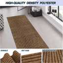 Custom Size Backed Non-Slip Area Rugs Runner, Easy Clean, Waterproof Runner Rugs for Hallway Entryway, Kitchen, Laundry, 2FT x 6FT, Brown Stripe