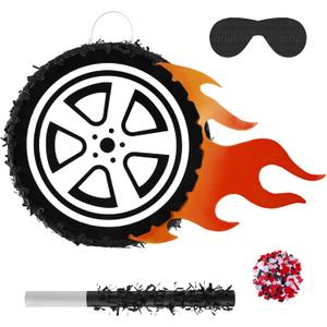 Car Wheel Pinata Race Car Birthday Party Supplies 12.9 Inch Car Theme Party Decorations for Baby Shower, Bridal Shower, Race Car Theme Party