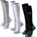 Compression Socks for Women and Men,Knee High 15-20mmHg Graduated Support(3 Pairs) Best for Nurses,Pregnant,Travel (Medium, A03-black/White/Gray)