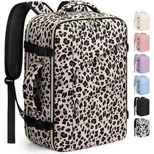 Capolo Travel Backpack for Women Men Waterproof Laptop Backpack Flight Approved Carry On Backpack Overnight Weekender Bag for Business, Work, Traveling Fits 17 '' Laptop, Leopard