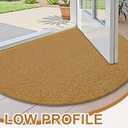 OLANLY Half Circle Front Door Mat, Low Profile Doormat, Stain and Fade Resistant, Easy to Clean, for Indoor and Outdoor Entrances, Patio Porch or Entryway, Brown (30x17 Inch, Plain Brown)