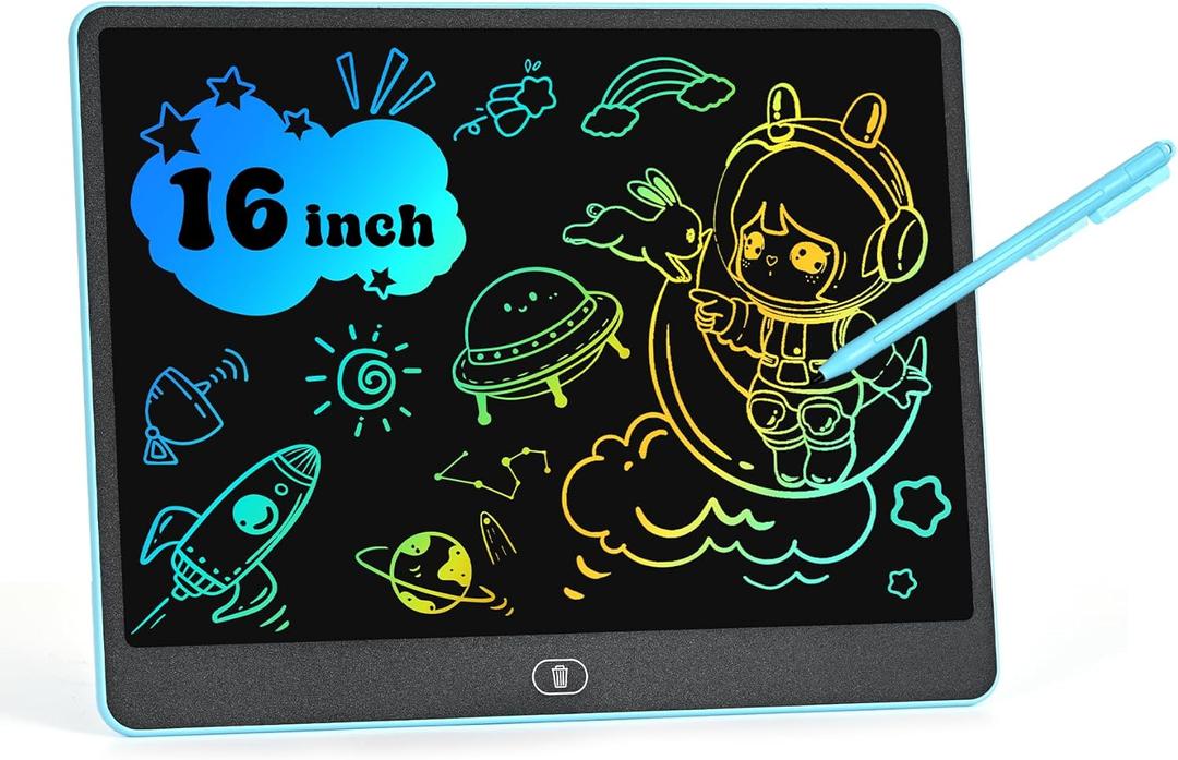 LCD Writing Tablet for Kids, 16 Inch Colorful Doodle Board Drawing Tablets, Toddler Educational Learning Toys for 3 4 5 6 7 8 Year Old Boys Girls Birthday Christmas Gift (Blue)