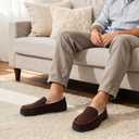 shoeslocker Mens Outdoor Slippers Moccasins for Men Warm Indoor Outdoor Brown Size 10