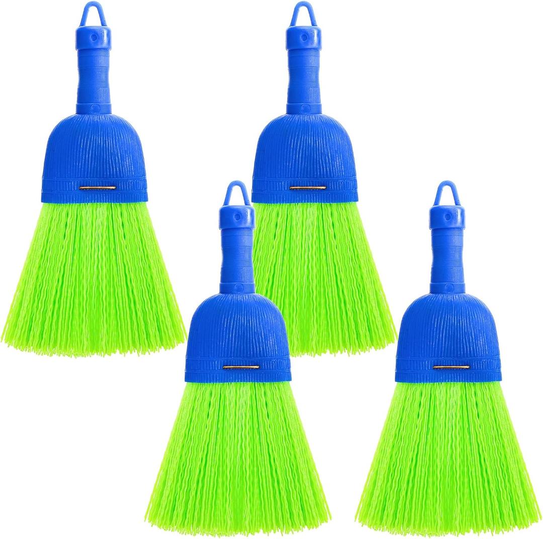 SOUJOY 4 Pack Hand Broom, Poly Fiber Small Whisk Broom for Car, Handheld Brush with Hang Hole Indoor Porches Floors Decks Driveways, Table, Keyboard and Pet Nest