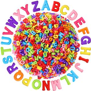Augshy 700Pcs Large Letter Beads Colorful Plastic A-Z Mixed Alphabet Shape Beads for Jewelry Making Bracelets Necklaces Key Chains Shoelaces Crafts Party Decor(9x12mm)
