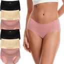INNERSY Women's Seamless Underwear No Show Invisible Lightweight Hipster Panties 6-Pack (Large, Warm Neutral)