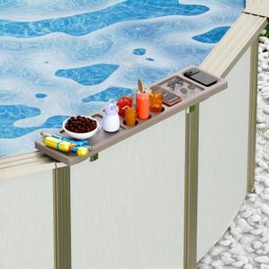 ECOPOOLTECH Poolside Bar Table, Pool DrinkBar with 5 Cup Holders Exclusively for AboveGround Steel Wall Pool - Patio Pool PartyAccessories for Adults, Portable Suction CupSwim Up Bar, 47x11 | For AbFoveGround Steel Wall Pool