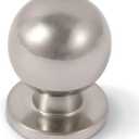 khtumeware Brushed Nickel Cabinet knobs,10 Pack 1 Inch (25mm) Diameter Round Solid Ball Satin Nickel Kitchen Cabinet Knobs,Silver Cabinet Knobs.
