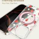 Loheckle for iPhone 16 Pro Case with Stand- Compatible with MagSafe Women Girls Cute Clear Girly Aesthetic Unique Design Soft TPU Magnetic Ring Phone Cover for Apple 16 Pro, Strawberry