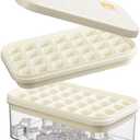 Brigii Ice Cube Tray with Lid&Bin, Ice Cube Mold with 56 Cubes, Stackable Ice Trays for Freezer with Easy-Release Silicone Bottom, for Drinks, Coffee, cocktail (White)