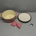 Enameled Cast Iron Dutch Oven - 7.5QT Dutch Oven Pot with Lid & Cotton Potholders - Heavy-Duty Non Stick Casserole Pot for Braising, Stews, Roasting, Baking, Suitable for All Stovetops, Gentle Pink