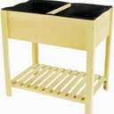 Elevated Wooden Garden Bed with Breathable Non-Woven Fabric and Slatted Bottom, Perfect for Raised Flower and Vegetable Planting (L)