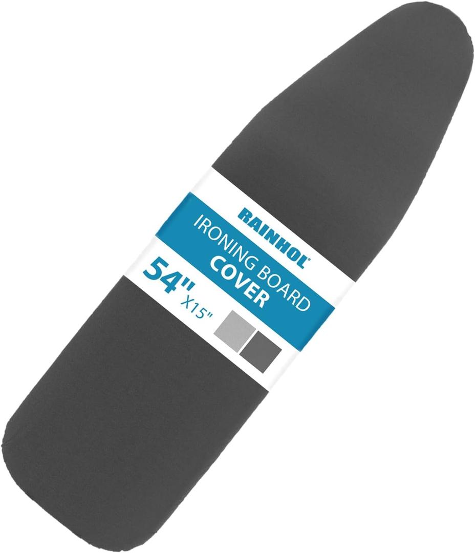 RAINHOL Iron Board Cover with Padding, Extra Thick Heavy Duty Aluminum Coated Ironing Board Cover, Scorch and Stain Resistant, Elastic Edge, Standard Size 15"x54", Black