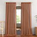 NICETOWN Linen Caramel Curtains & Drapes Privacy with Light Filtering, Rod Pocket & Back Tab Flax Linen Burlap Window Treatments Vertical Drapes for Bedroom/Living Room, W52" x L84", 2 Panels