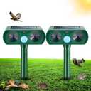 Solar Ultrasonic Animal Repeller Outdoor Squirrel Racoon Fortress Pro Deer Repellent Devices, Motion Activated Animal Deterrent Devices to Scare Cat Rabbit Fox Skunk for Yard Garden (ABS, 2)
