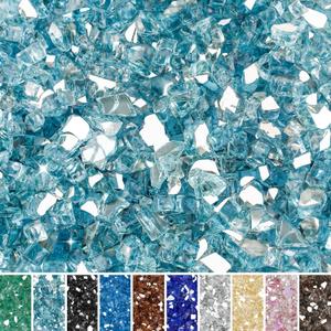 Skyflame 10-Pound Fire Glass for Fireplace Fire Pit and Landscaping, 1/2-Inch Aqua Blue Reflective