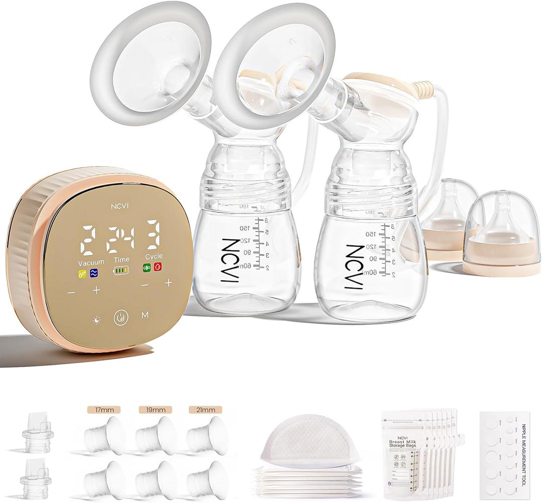 NCVI Portable Electric Breast Pump with 4400mAh Rechargeable Battery, Hospital-Grade Suction, Quiet Design for Home, Work & On-the-Go, 8132, Fits 17-24mm