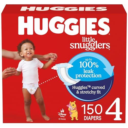 Huggies Size 4 Diapers, Little Snugglers Baby Diapers, Size 4 (22-37 lbs), 150 Count (6 Packs of 25)