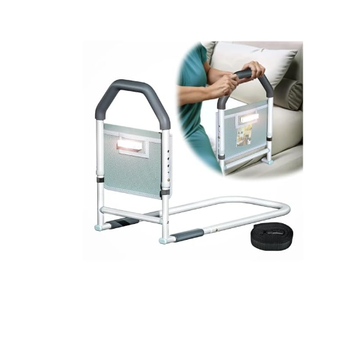 Bed Rails for Elderly Adults Safety - with Motion Light & Storage Pocket - Adjustable Bed Assist Rails for Seniors & Patients - Fits All Beds, Tool-Free Assembly