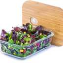 Umami Glass & Bamboo Meal Prep Container, Food Storage Container, Leakproof and Plastic Free, Stylish Microwave/Dishwasher Safe Small Bento Lunch Box For Men/Women (Glass 36 oz) (L - 1050 ml)