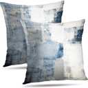 Blue and Grey Throw Pillow Covers 20x20 Teal, 2 Pack Square Decorative Pillow Cases Cushion for Farmhouse Home Decor