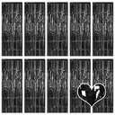 9 Pack Black Backdrop Curtain 3.2ft x 8.2ft Metallic Tinsel Foil Fringe Curtains Photo Booth Background for Birthday Party Decoration Baby Shower Engagement Wedding Christmas Decoration (Black)