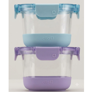 Ello Duraglass Refresh 2 Cup Meal Prep Sets 4Pc, 2 Pack - Glass Food Storage Container with Silicone Boot and Airtight BPA-Free Plastic Lids, Dishwasher, Microwave and Freezer Safe, Dusty Lavender
