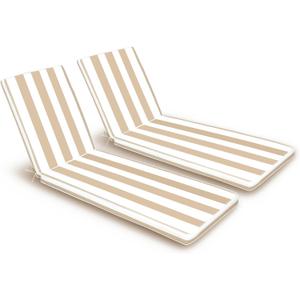 Only choice 2 Pcs Set Outdoor Lounge Chair Cushions Patio Chaise Lounge Replacement Cushions Furniture Seat Cushions Chair Pads(Beige White Striped), 74.4"x 22.05"x 2.76"