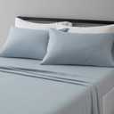 Amazon Basics Deluxe Microfiber Bed Sheets Full Size, 4-Piece, Spa Blue Striped