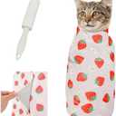 Set of 2 Pack, Supet Cat Wrap for Cutting Nails, 2025 Self-Adherent Cat Grooming Wrap, Anti-Escape Calming for Medicine, Nail Clipping, Teeth Brushing, Ear Cleaning