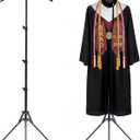 Bucherry Graduation Gown Display Stand Adjustable Garment Hanger for T Shirt 32-63 Inch Portable Hanging Metal Clothes Stand for Graduation Cap Clothing Jacket Coat Shirt Display