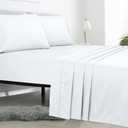 Royale Linens Full Flat Sheet - Ultra Soft Brushed 1800 Microfiber Flat Sheets Only - Wrinkle Free & Stain Resistant - Hotel Quality Top Sheet for Bed (Full, White)