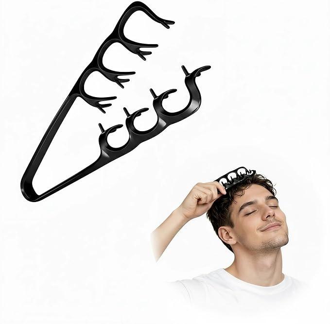 10-Finger Root Lifting Texture Hair Comb for Women & Men, Volumizing Scalp Shower Comb with Flexible Nylon Teeth, Wet & Dry Hair Tool for Fuller Looking Volume（Black）3-Pack