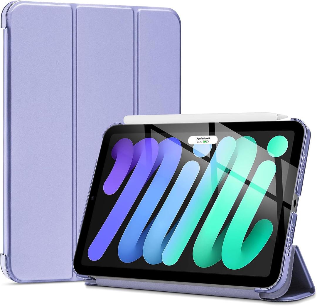 ProCase Smart Case for iPad Mini 7 A17 Pro 2024/iPad Mini 6 2021 8.3 Inch iPad Mini 7th/6th Gen Case, Hard Back Cover for iPad Mini 8.3 7th Gen A2995/A2996/A2993/6th Gen A2567 A2568 A2569 -Lightpurple