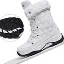 Women's Snow Boots With Lace up Waterproof and Warm fur lining Outdoor Winter Snow Boots Comfortable and Warm in Cold Weather Women's Winter Boots size 6-11 (White)