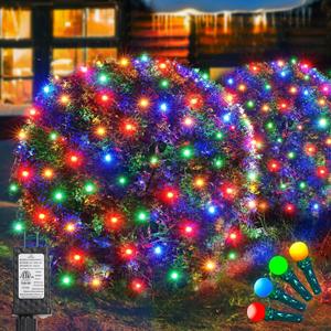 Led Net Lights Christmas Lights Outdoor Multicolor Christmas Net Lighting with 121Led Mini Globe Light 5ftx5ft, Outdoor Indoor Fairy Mesh Net Lighting for Christmas Trees, Bushes, Shrubs Decorations