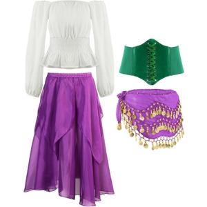 Tarpop 4 Pcs Halloween Gypsy Costume Accessories for Women Pirate Dancer for Renaissance Medieval (Medium)