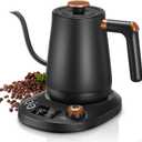 Electric Gooseneck Kettle, Tea Kettle 1 Temperature Control, 0.8L Pour Over Electric Kettle for Coffee & Tea, Hot Water Boiler, Stainless Steel Inner, 1200W Rapid Heating,LCD Display,Matte Black