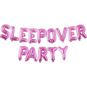 Sleepover Party Supplies for Girls - Hot Pink Sleep Over Letter Foil Balloons, Balloon Decorations for Girl Slumber Night Out Pajamas Party