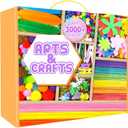 Arts and Crafts Supplies for Kids - 3000Pcs Craft Kit with Pipe Cleaners Crafts for Kids All in Art Crafting Box DIY School Supplies Materials Set Toys Gifts for Girls Boys Age 4 5 6 7 8 9 10 11 & 12 (Orange)