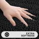 Grandaily Chenille Striped Bathroom Rugs 59x35, Extra Thick and Absorbent Bath Mats, Non-Slip Soft Plush Shaggy Shower Carpet, Machine Wash Dry, Bath Rug for Bathroom, Black