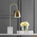 JONATHAN Y 26" Brass Gold Arched Metal Table Lamp with White Marble Base, Modern Glam Desk Lamp for Living Room, Bedroom or Home Office, LED Bulb Included JYL1092A