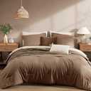 Monbix Queen Comforter Set - 7 Pieces Brown Prewashed Bed in a Bag Queen Bedding Sets with Comforters, All Seasons Ultra Soft Comforter Bed Set with Sheets, Pillowcases & Shams