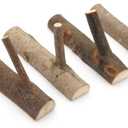 YANGQIHOME Pack of 4 Vintage Real Wood Tree Branch Wall Hook,Rustic Decorative Wood Adhesive Hooks. Key Holder, Coat Hook,Strong Suction Hooks.(Width 2cm-3cm) (With Tree Bark)