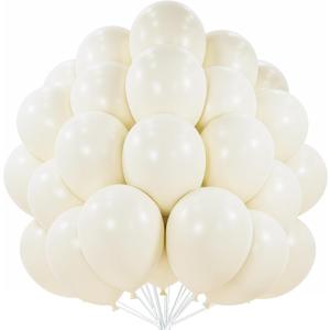 PartyWoo Beige Balloons 50 pcs 12 Inch Cream Ivory White Balloons for Wedding Baby Shower Birthday Bridal Shower Graduation Engagement Easter Anniversary Tea Boho Party Decorations White-Q08