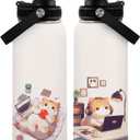 Cats Water Bottle 32oz, Cat Lover Gifts Travel Stainless Steel Tumbler, Keeps Drinks Cold & Hot, Double Wall Vacuum Insulated Coffee Cup, Christmas Birthday Cat Themed Gift for Cats Lover Women