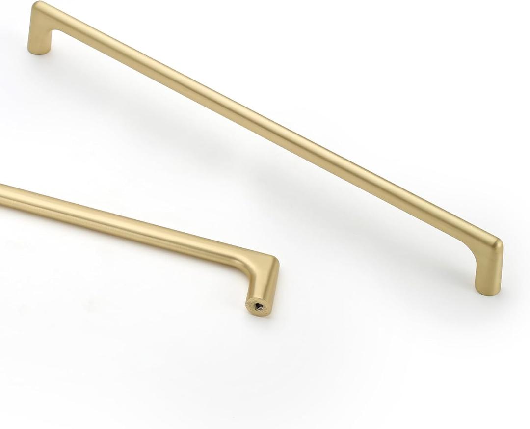 Asidrama 10 Pack 10 Inch(256mm) Brushed Gold Cabinet Pulls Cabinet Handles Cupboard Handles Kitchen Cabinet Hardware for Cupboard Drawer Pulls (10" Hole Center)