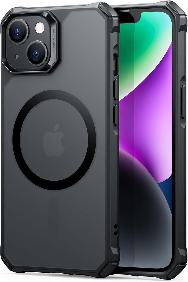 ESR for iPhone 14/13 Case, MagSafe Compatible, Military-Grade Protection, Shock-Absorbing Corners, Scratch-Resistant, Anti-Yellowing Acrylic Back, Slim Protective, Air Armor Series, Frosted Black
